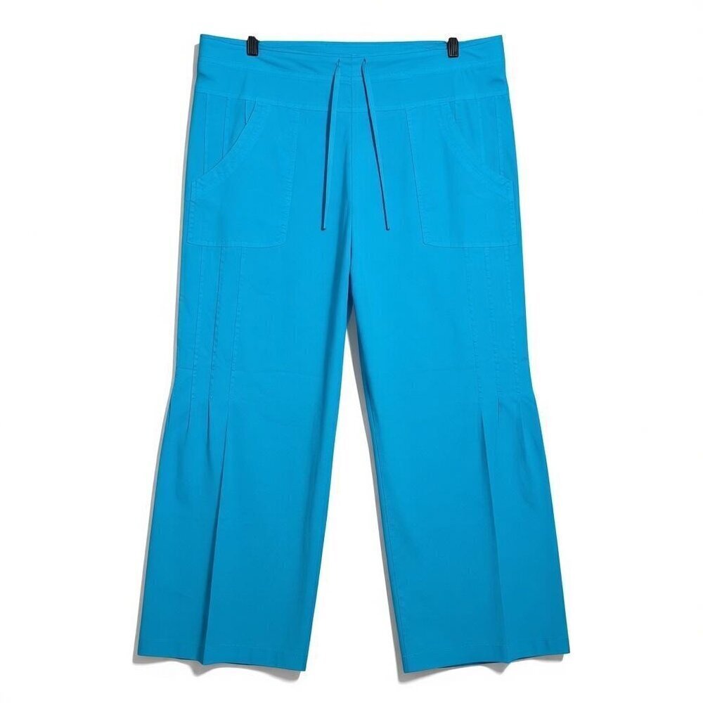 XCVI Wide-Leg Cotton Stretch Pants Turquoise Drawstring Waist Size XL - Picture 7 of 7